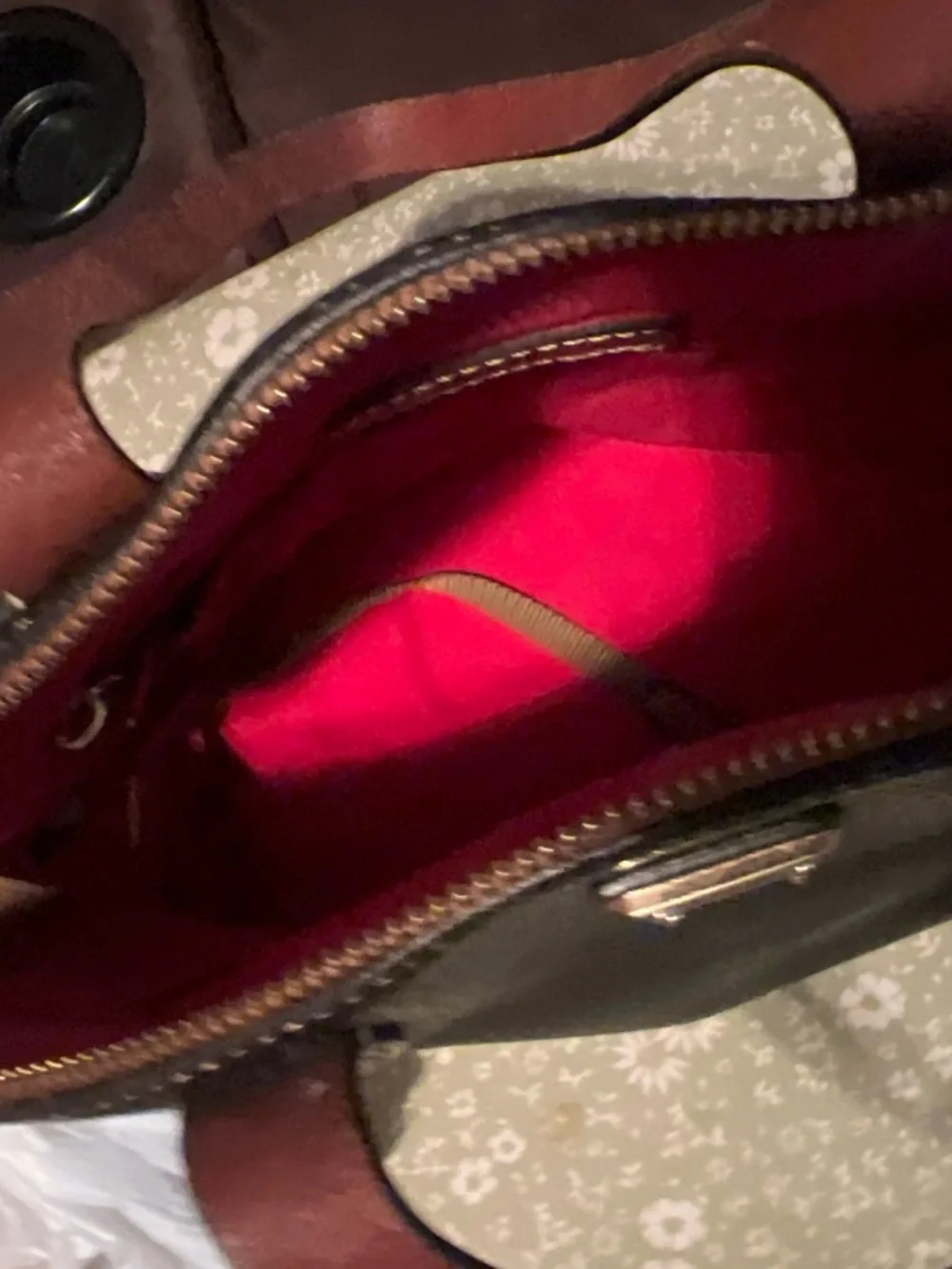 Dooney & Bourke Black Satchel with Red-Brown Handles